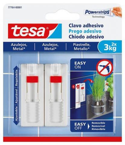 CLAVO ADHESIVO TESA AJUSTABLE PARA AZULEJOS Y META