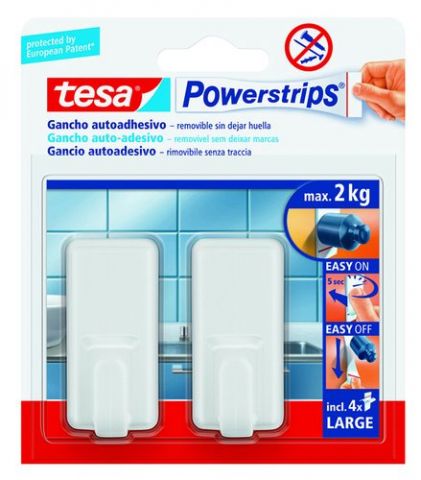 GANCHO GRANDE TESA POWERSTRIPS CLASICO BLANCO (2 G