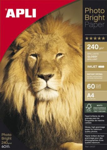 PAPEL INKJET APLI FOTO A4 240g  60h BRIGHT