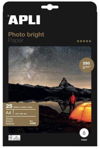 PAPEL INKJET APLI FOTO A4 280g  25h BRIGHT PRO