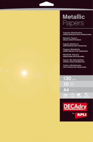 PAPEL METALIZADO A4 APLI 130g 10h ORO