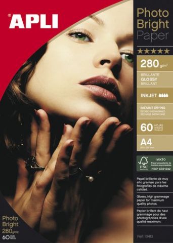 PAPEL INKJET APLI FOTO A4 280g  60h BRIGHT PRO