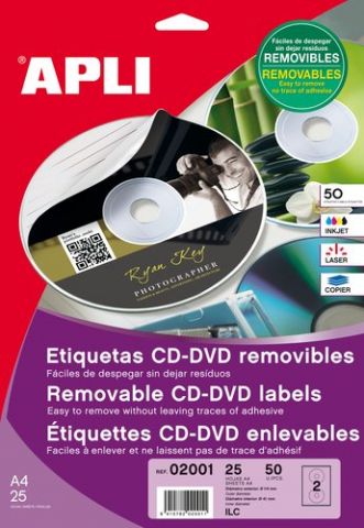 ETIQUETAS ADH.IMPR.APLI A4 MULTIMED.CD-DVD CLASICA