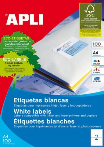 ETIQUETAS ADH.IMPR.APLI A4 BLANCA C.ROMOS CAJA 100