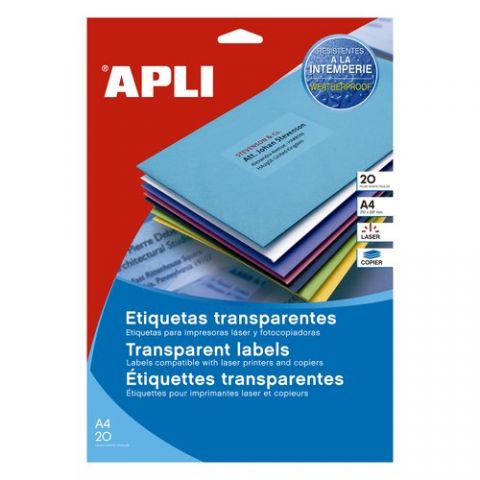 ETIQUETAS ADH.IMPR.APLI A4 POLYESTER TRANSLUC.MATE