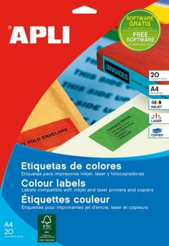ETIQUETAS ADH.IMPR.APLI A4 COLOR AZUL C.RECTOS BLI