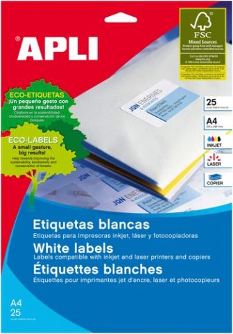 ETIQUETAS ADH.IMPR.APLI A4 BLANCA C.ROMOS CAJA 100