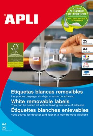 ETIQUETAS ADH.IMPR.APLI A4 BLANCA C.RECTOS REMOVIB