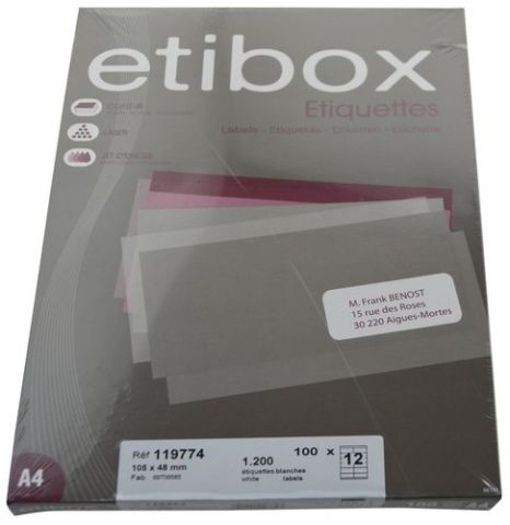 ETIQUETAS ADH.IMPR. A4 BLANCA CAJA 100h C.RECTOS 1