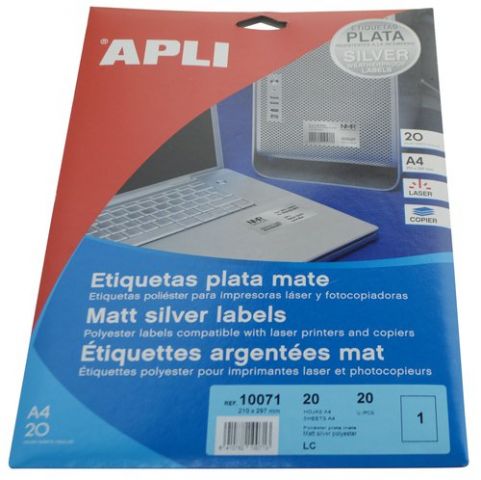 ETIQUETAS ADH.IMPR.APLI A4 POLYESTER MATE RESISTEN