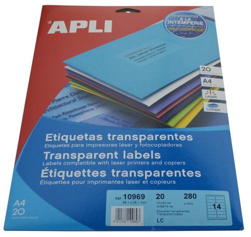 ETIQUETAS ADH.IMPR.APLI A4 POLYESTER TRANSLUC.MATE
