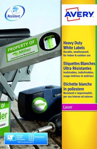 ETIQUETAS ADH.IMPR.AVERY A4 POLYESTER BLANCO C.ROM