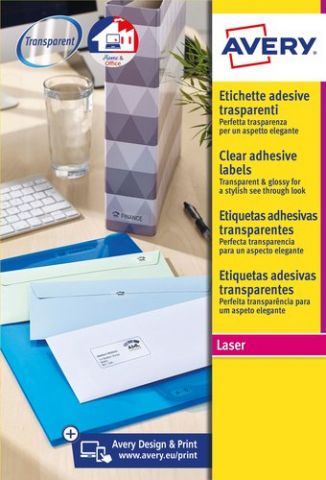 ETIQUETAS ADH.IMPR.AVERY A4 POLYESTER TRANSPARENTE