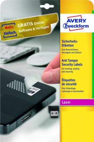 ETIQUETAS ADH.IMPR.AVERY A4 SEGURIDAD ANTIFRAUDE C