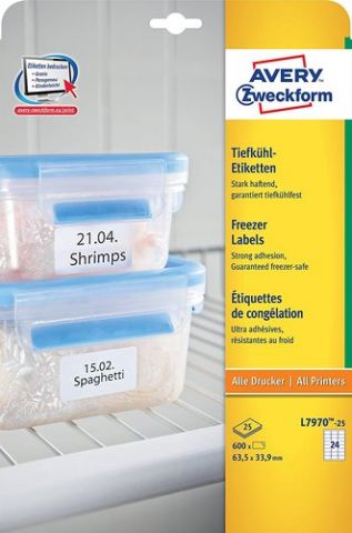 ETIQUETAS ADH.IMPR.AVERY A4 BLANCA ESPECIAL CONGEL