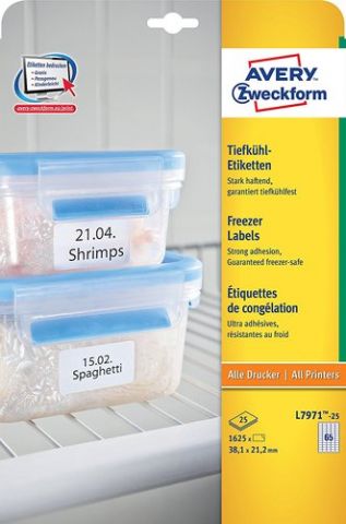 ETIQUETAS ADH.IMPR.AVERY A4 BLANCA ESPECIAL CONGEL