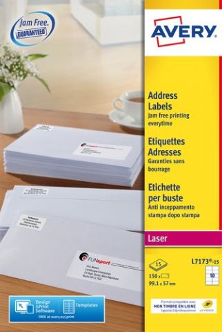 ETIQUETAS ADH.IMPR.AVERY A4 BLANCA C.ROMOS CAJA 15