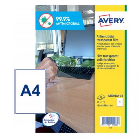 ETIQUETAS ADH.AVERY A4 POLYESTER ANTIBACTERIANA Y