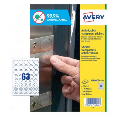 ETIQUETAS ADH.AVERY A4 POLYESTER ANTIBACTERIANA Y