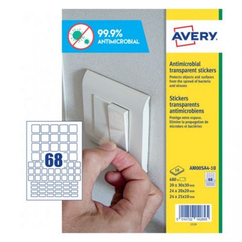ETIQUETAS ADH.AVERY A4 POLYESTER ANTIBACTERIANA Y