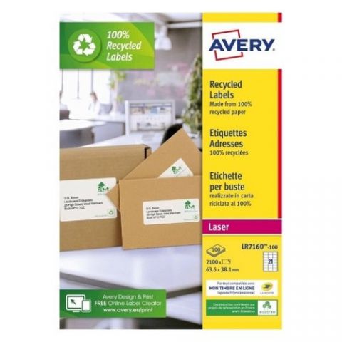 ETIQUETAS ADH.IMPR.AVERY A4 BLANCA RECICLADA QUICK