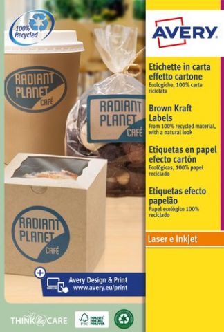 ETIQUETAS ADH.IMPR.AVERY A4 KRAFT RECTANGULAR 62x4