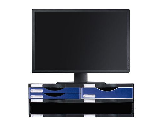 SOPORTE MONITOR ARCHIVO 2000 CON CAJONES AZUL