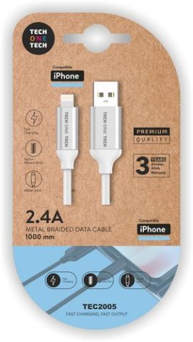 CABLE TECH-ONE-TECH USB-LIGHTNING ALTO RENDIMIENTO