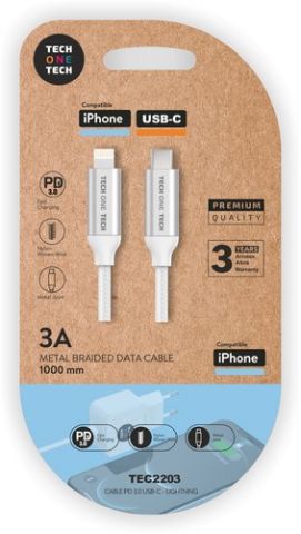 CABLE TECH-ONE-TECH USB-C-LIGHTNING ALTO RENDIMIEN