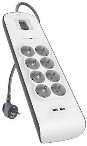 ENCHUFE PROTECTOR BELKIN 8 SALIDAS (REGLETA) +2x U