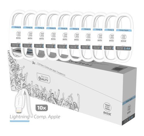 CABLE TECH-ONE-TECH BASIK USB-LIGHTNING BLANCO 1 m