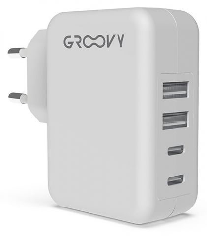 CARGADOR GROOVY DE PARED 2xUSB + 2xUSB-C ALTO REND