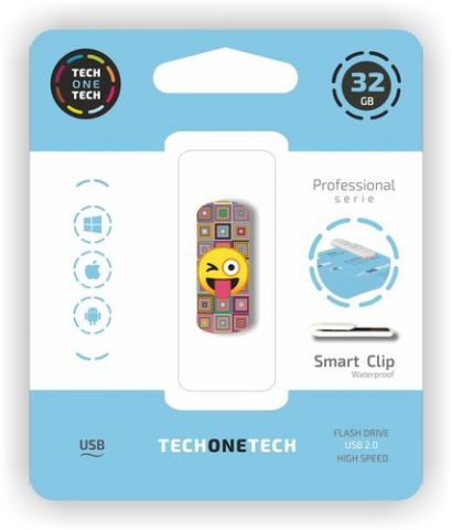MEMORIA USB 32GB TECH-ONE-TECH EMOJI GUIÑO 2.0 (In