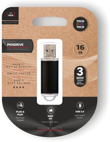 MEMORIA USB 16GB TECH-ONE-TECH BASIC 2.0 NEGRO (In