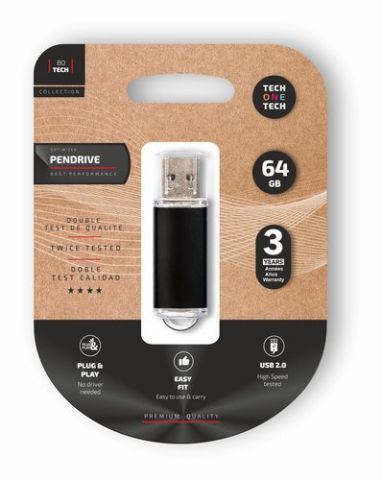 MEMORIA USB 64GB TECH-ONE-TECH BASIC 2.0 NEGRO (In
