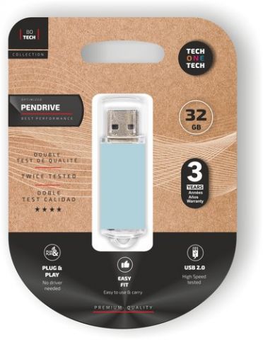 MEMORIA USB 32GB TECH-ONE-TECH BASIC 2.0 AZUL CIEL
