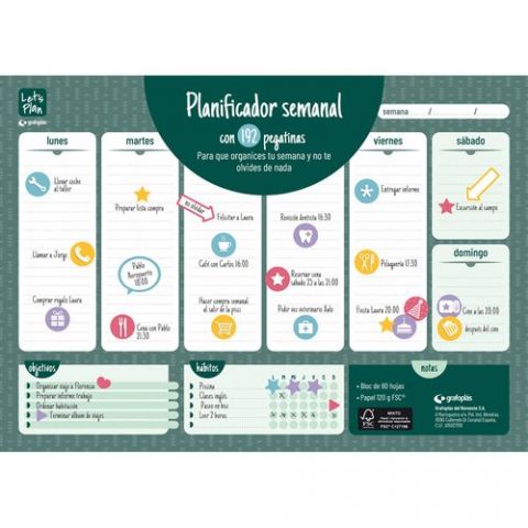 PLANIFICADOR GRAFOPLAS PERPETUO SEMANAL A3 S/V VER