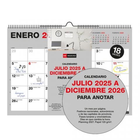 CALENDARIO (2025-26) MIQUELRIUS 18 MESES PARED MEN
