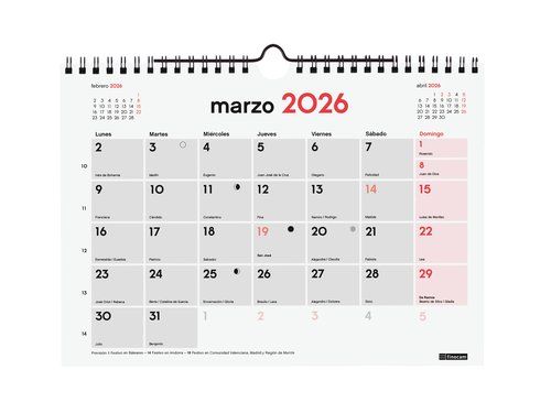 CALENDARIO (2026) FINOCAM PARED MENSUAL PARA ESCRI