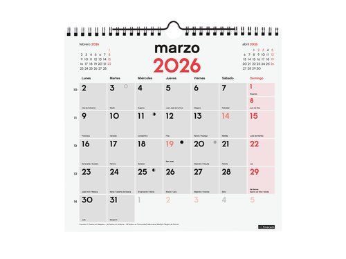 CALENDARIO (2026) FINOCAM PARED MENSUAL PARA ESCRI