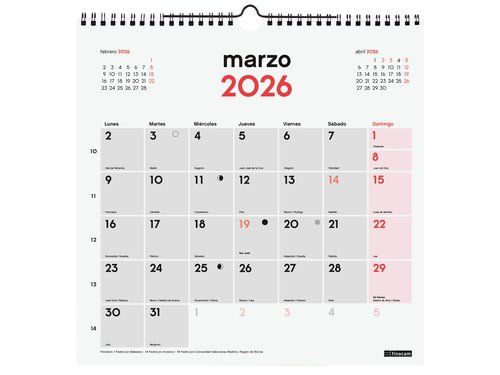 CALENDARIO (2026) FINOCAM PARED MENSUAL PARA ESCRI