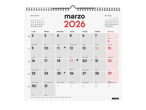 CALENDARIO (2026) FINOCAM PARED MENSUAL PARA ESCRI