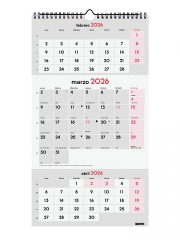 CALENDARIO (2026) FINOCAM PARED 3 MESES VISTA PARA