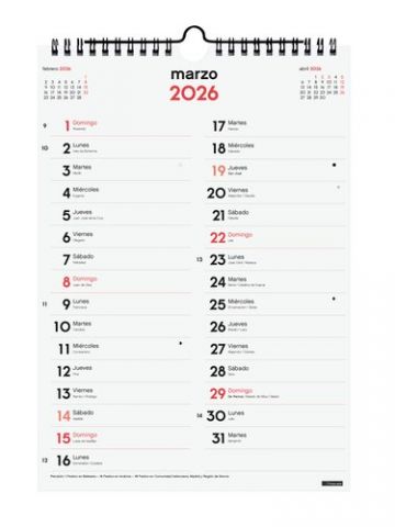 CALENDARIO (2026) FINOCAM PARED MENSUAL PARA ESCRI