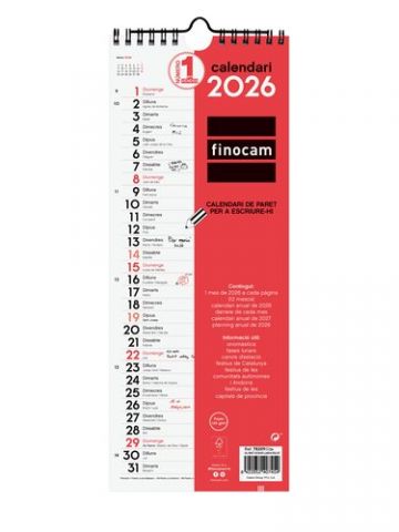 CALENDARI (2026) CATALAN FINOCAM PARET MENSUAL PER