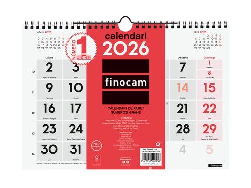 CALENDARI (2026) CATALAN FINOCAM PARET MENSUAL NUM