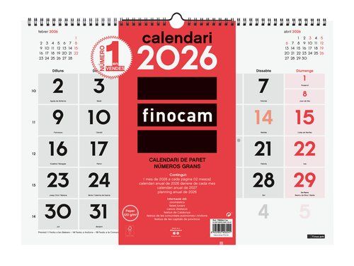 CALENDARI (2026) CATALAN FINOCAM PARET MENSUAL NUM