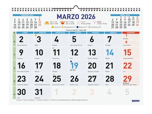 CALENDARIO (2026) FINOCAM PARED COLOR MENSUAL MIXT