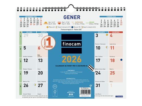 CALENDARI (2026) CATALAN FINOCAM PARET COLOR MENSU