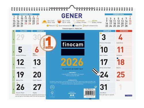 CALENDARI (2026) CATALAN FINOCAM PARET COLOR MENSU